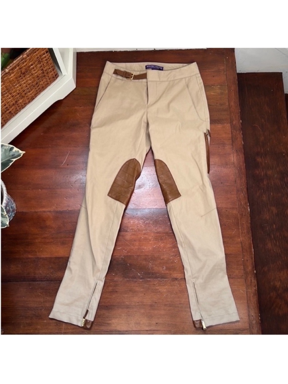 Ralph Lauren Collection Purple Label Riding Pant with Leather Accents